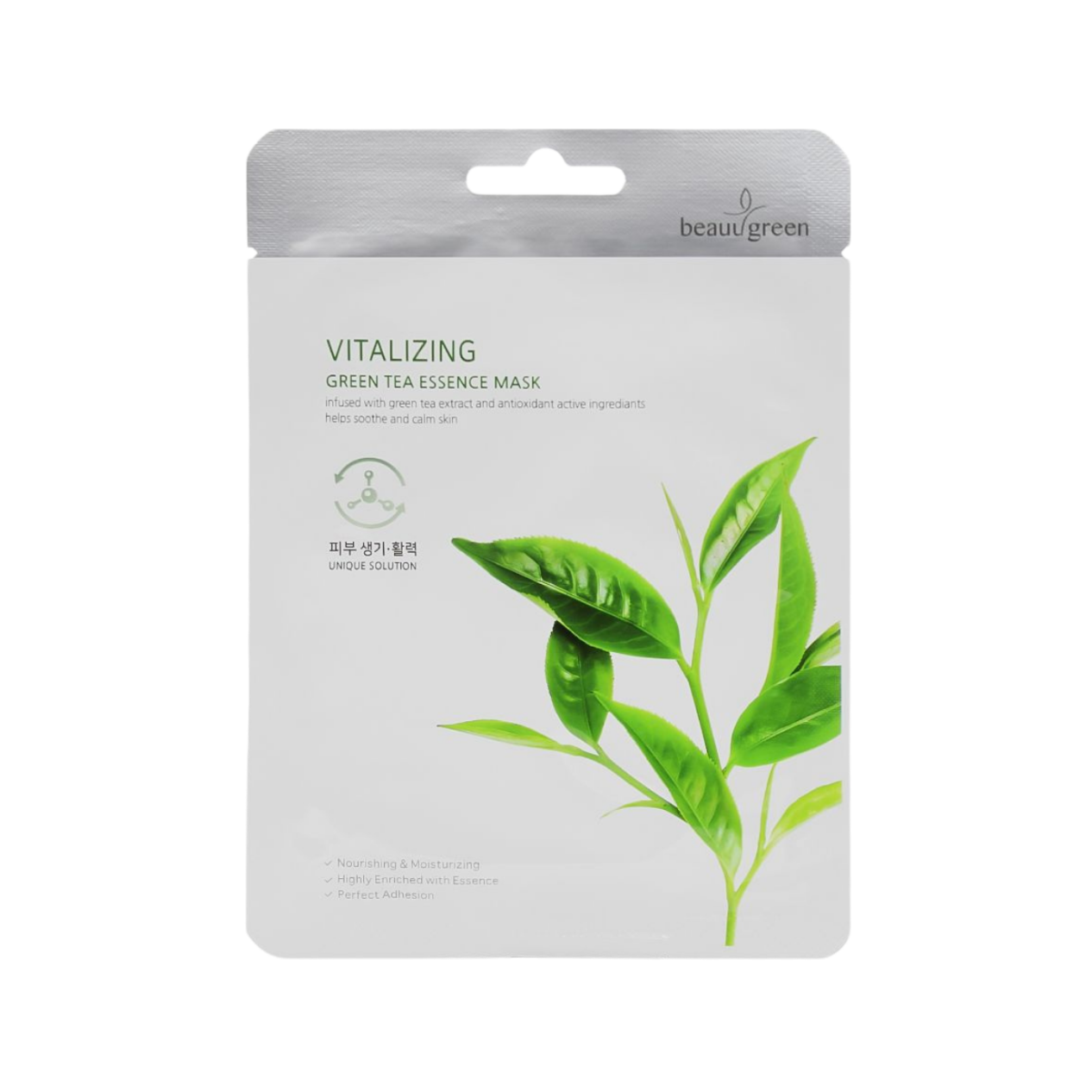 BEAUUGREEN - Masque essence antioxydant au the vert - Apaisement et protection antioxydante (23g - 1pc)