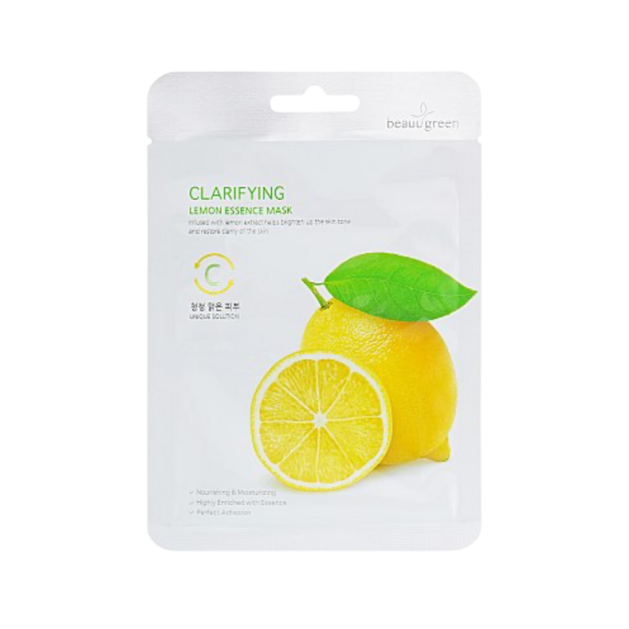 BEAUUGREEN - Masque à l'essence de citron - Éclat et luminosité pour la peau (23g - 1pc)